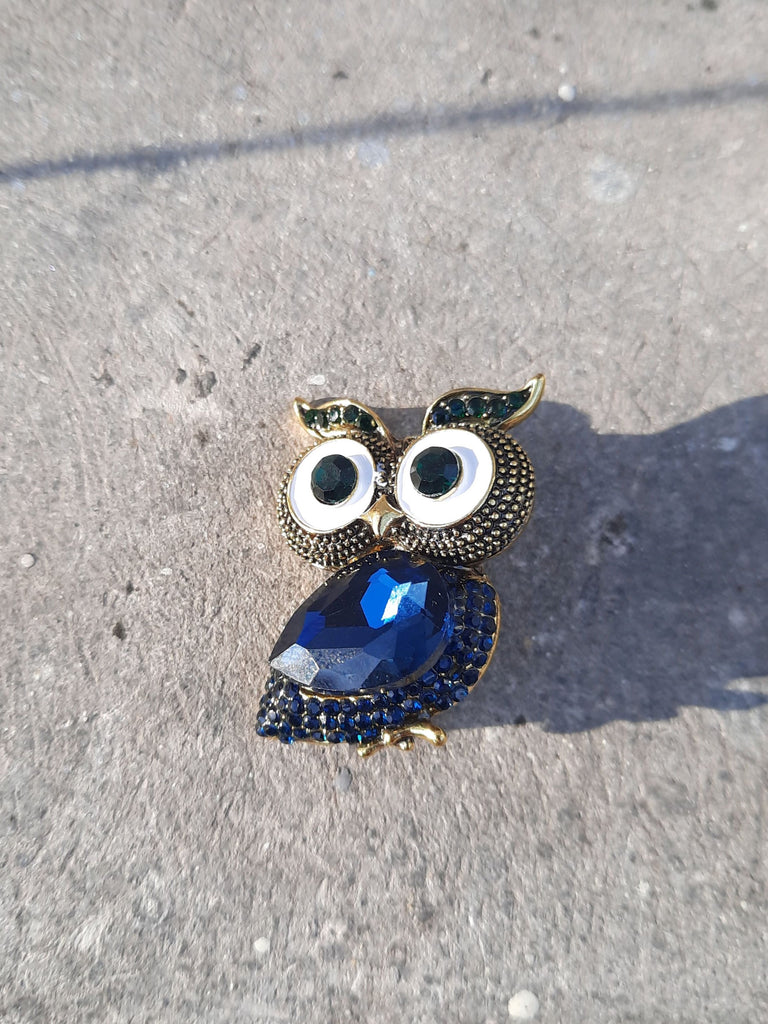 broche donkerblauwe uil